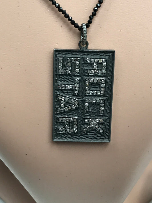 Rectangle Shape Diamond Charm.925 Oxidized Sterling Silver Diamond Charm, Genuine handmade pave diamond Charm Size 45x15 MM