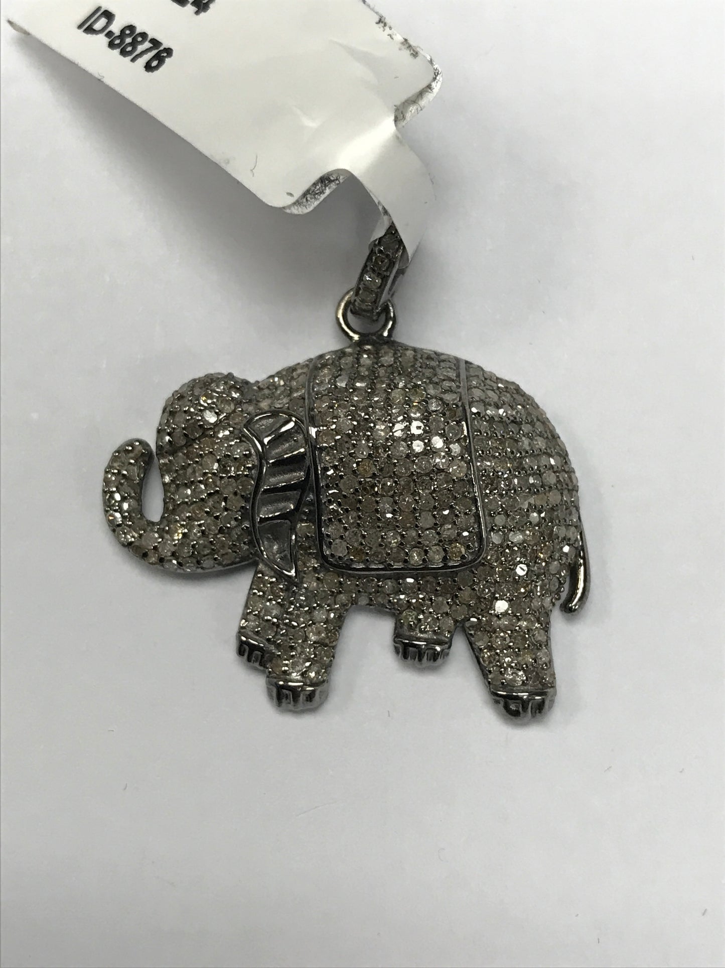 Elephant shape Pave Diamond Charm .925 Oxidized Sterling Silver Diamond Charms, Genuine handmade pave diamond Charm Size 30 x 20 mm