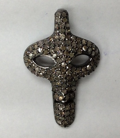 Skull Diamond Charm .925 Oxidized Sterling Silver Diamond Charms, Genuine handmade pave diamond Charm Size Approx 1.20"(19 x 30 MM)