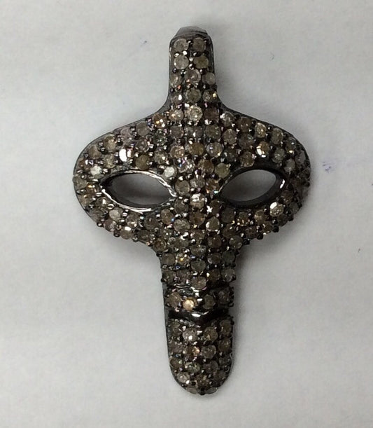Skull Diamond Charm .925 Oxidized Sterling Silver Diamond Charms, Genuine handmade pave diamond Charm Size Approx 1.20"(19 x 30 MM)