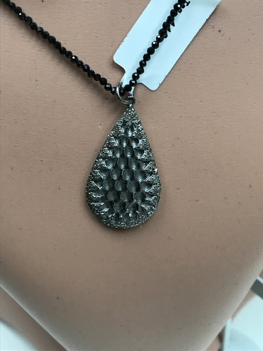 Silver Pave Diamond Pendant .925 Oxidized Sterling Silver Diamond Pendant, Genuine handmade pave diamond Pendant Size 41x20 MM