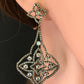 Diamond and White Rainbow Moonstone Silver Earrings