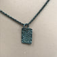 Rectangle Shape Silver Pave Diamond Pendant .925 Oxidized Sterling Silver