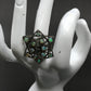 Star Pave Diamond Ring .925 Oxidized Sterling Silver Diamond Ring, Genuine handmade pave diamond Ring Size Approx 1.36"(26 x 34 MM)