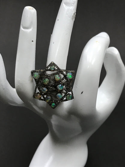 Star Pave Diamond Ring