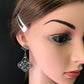 Diamond and White Rainbow Moonstone Silver Earrings