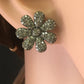 Flower Shape Silver Diamond Earring .925 Oxidized Sterling Silver Diamond Earring, Genuine handmade pave diamond Earring .