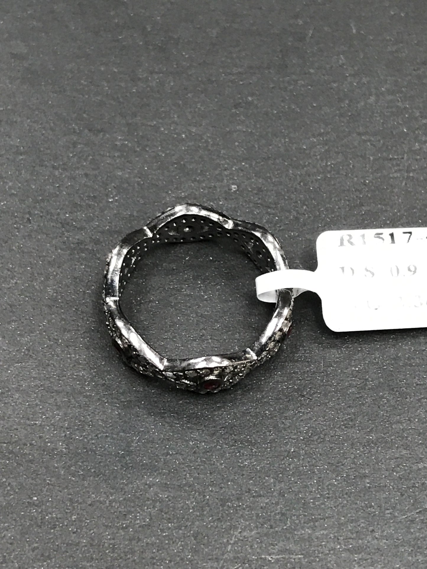 Pave Diamond Ring .925 Oxidized Sterling Silver Diamond Ring, Genuine handmade pave diamond Ring Size Approx 0.84"(6 x 21 MM)