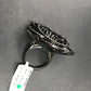 Flower Pave Diamond Ring .925 Oxidized Sterling Silver Diamond Ring, Genuine handmade pave diamond Ring Size Approx 1.52"(38 x 38 MM)