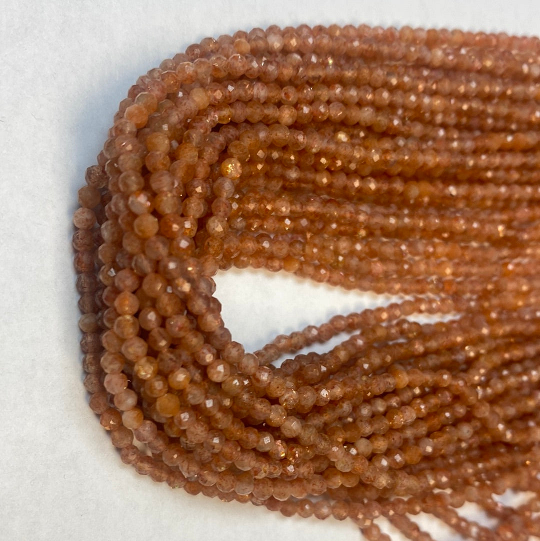 SUNSTONE BEADS ROUND FACETED 3-4MM