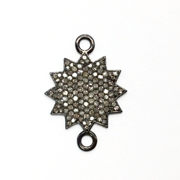 Stars Diamond Charm .925 Oxidized Sterling Silver Diamond Charms, Genuine handmade pave diamond Charm Size Approx 0.80"(20 MM)