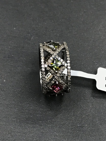 DIAMOND AND MULTI TOURMALINE RINGS