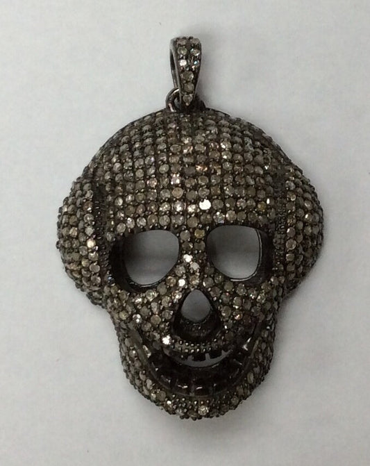 Diamond Charm .925 Oxidized Sterling Silver Diamond Charms, Genuine handmade pave diamond Charm Size Approx 1.28"(28 x 32 MM)