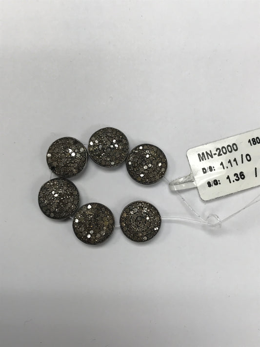 Silver and Diamond Pave  Pave Beads