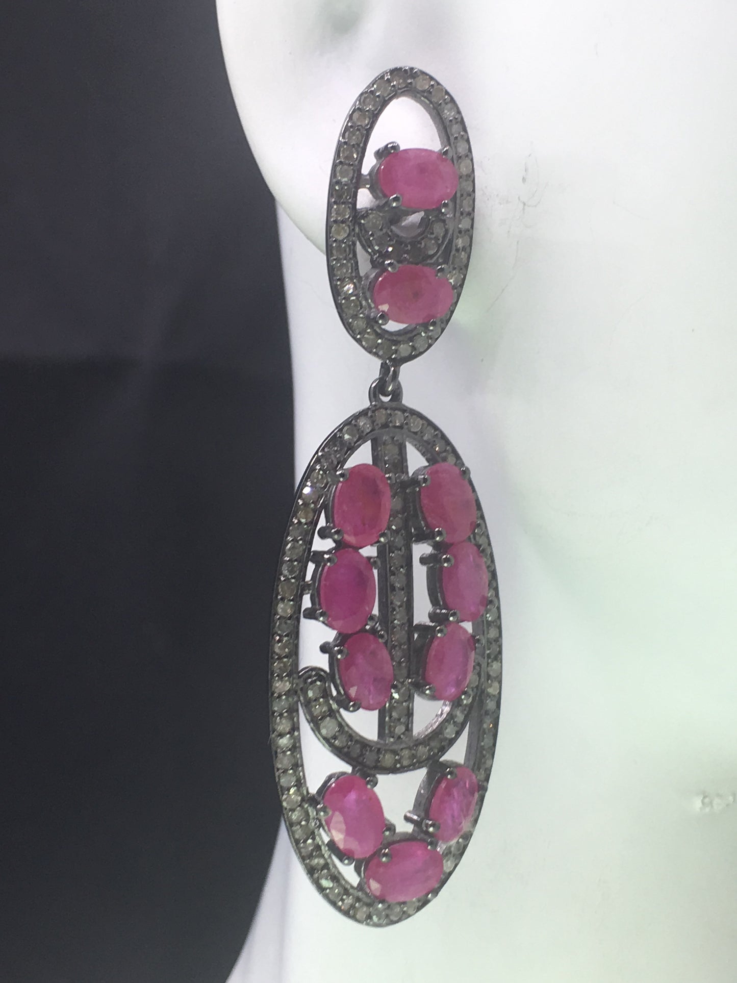 Oval Shape Art Deco Diamond Earrings,