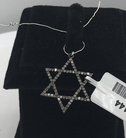 Diamond  Star of David Pendant, Pave Diamond Pendant,Pave Star of David Necklace, Approx 28 x 21mm. Sterling Silver