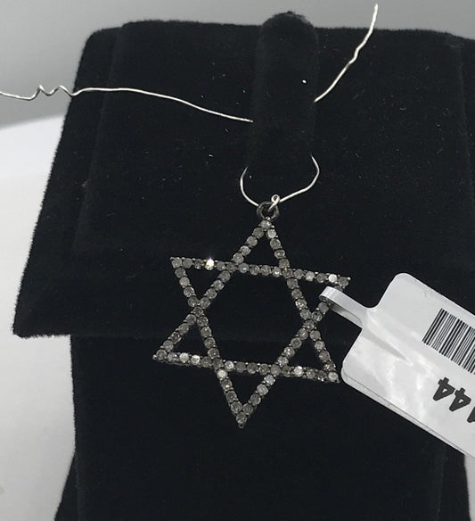 Diamond  Star of David Pendant, Pave Diamond Pendant,Pave Star of David Necklace, Approx 28 x 21mm. Sterling Silver