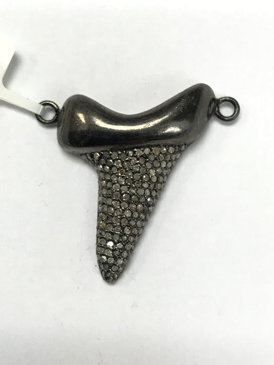 Tooth Shape Silver and Diamond Pave  PENDANT & CHARMS