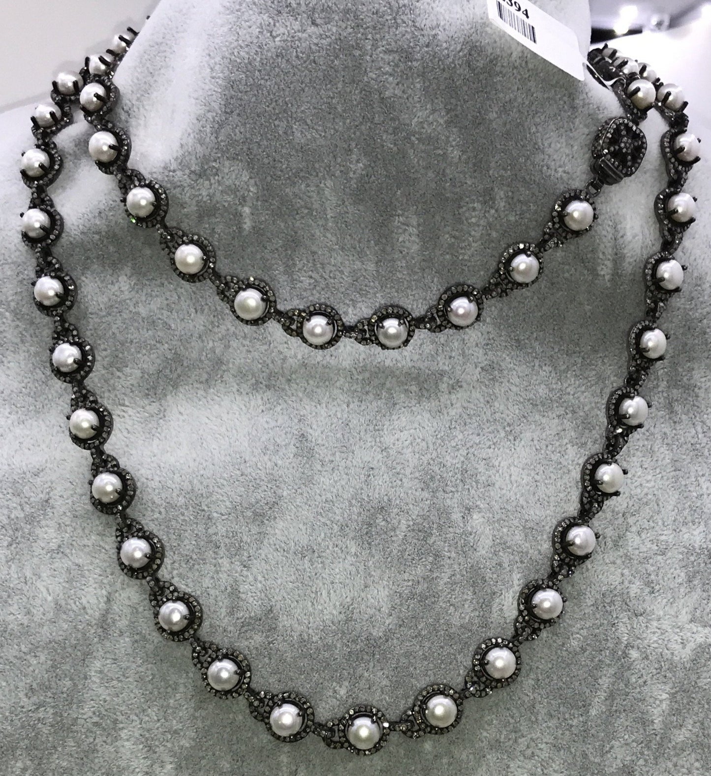 Pearls and Diamond Link Chain Necklace