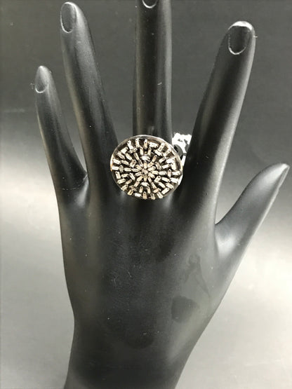Silver Pave Tapered Baguette Diamond Ring .925 Oxidized Sterling Silver Diamond Ring, Genuine handmade pave diamond Ring Size Approx 1.20"(30 MM)