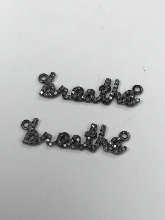 Pave Diamond, Breath Word Diamond Charms, Amazing Piece, Appx 0.40" Long (32 x 9 mm)