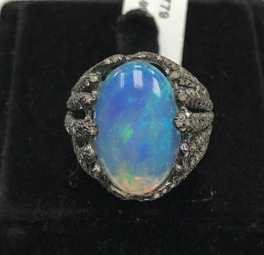 Opal Designer Ring with Diamonds