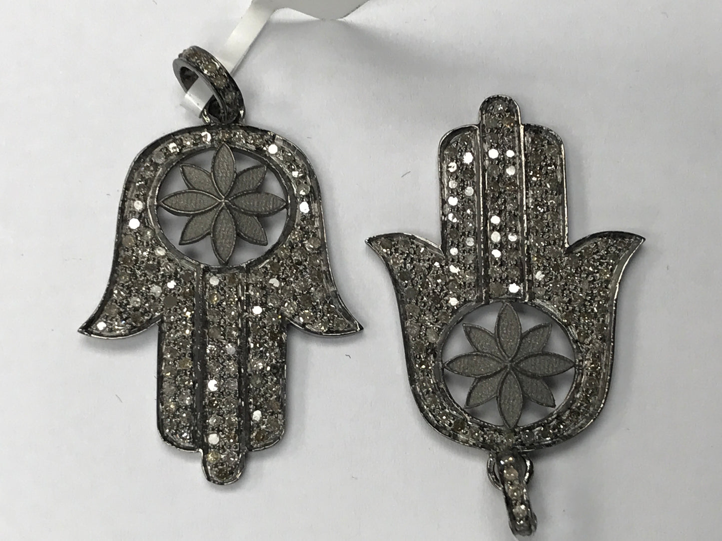 Pave Diamond Detail on Charms, Gorgeous Piece Sizzling Beautifully Hamsa Hand Shape Awesome Pendant, Approx 37 x 23 mm