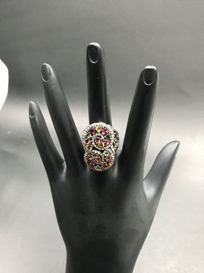 DIAMOND AND MULTI TOURMALINE RINGS