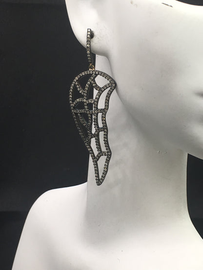 Diamond and Silver Black Rhodium Finish Earrings
