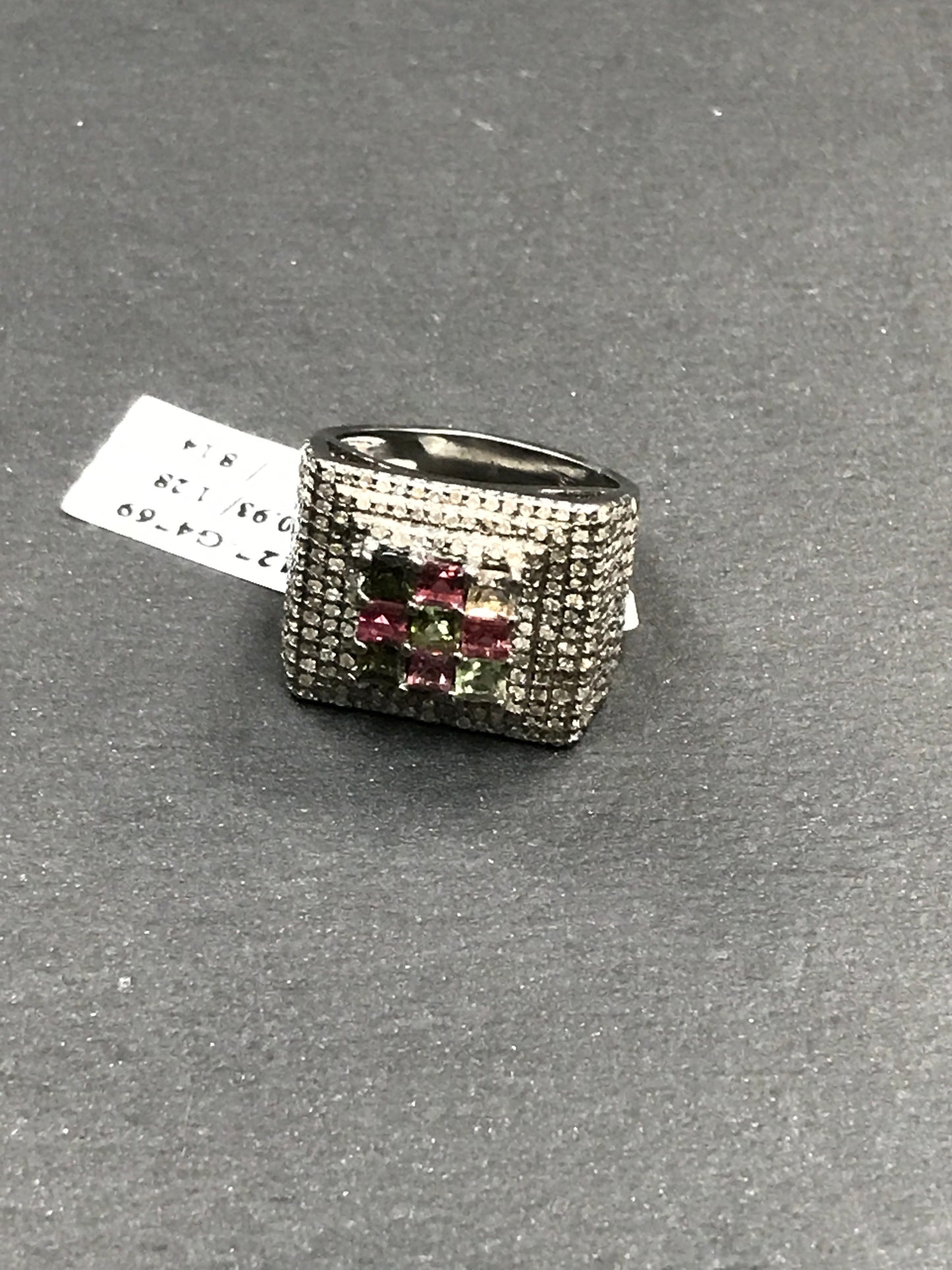 Diamond and Silver Multi Tourmaline Rings