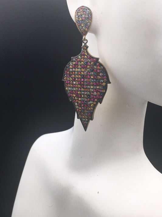 Diamond sapphire Earrings,