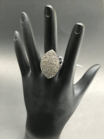 Diamond Oval Shape Diamond Ring, Pave Diamond Ring,Pave Ring, Approx 33 x 19mm. Sterling Silver