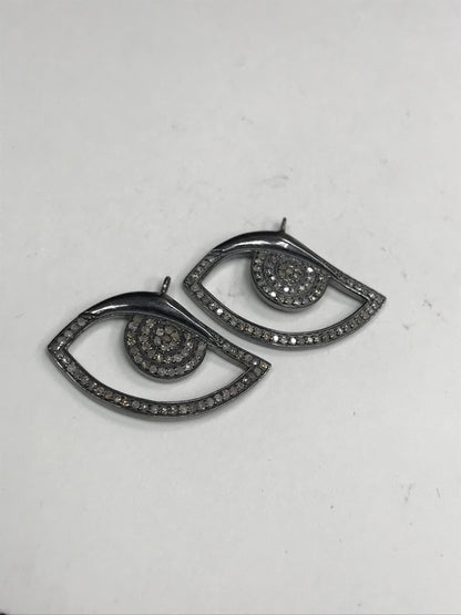 Diamond Open Eye Pendant, Pave Diamond Pendant, Pave Open Eye Necklace