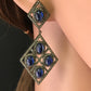 Diamond Shape Diamond Silver Earring .925 Oxidized Silver Diamond Earring, Genuine handmade pave diamond Earring Size 2.40"(27 x 60 MM )
