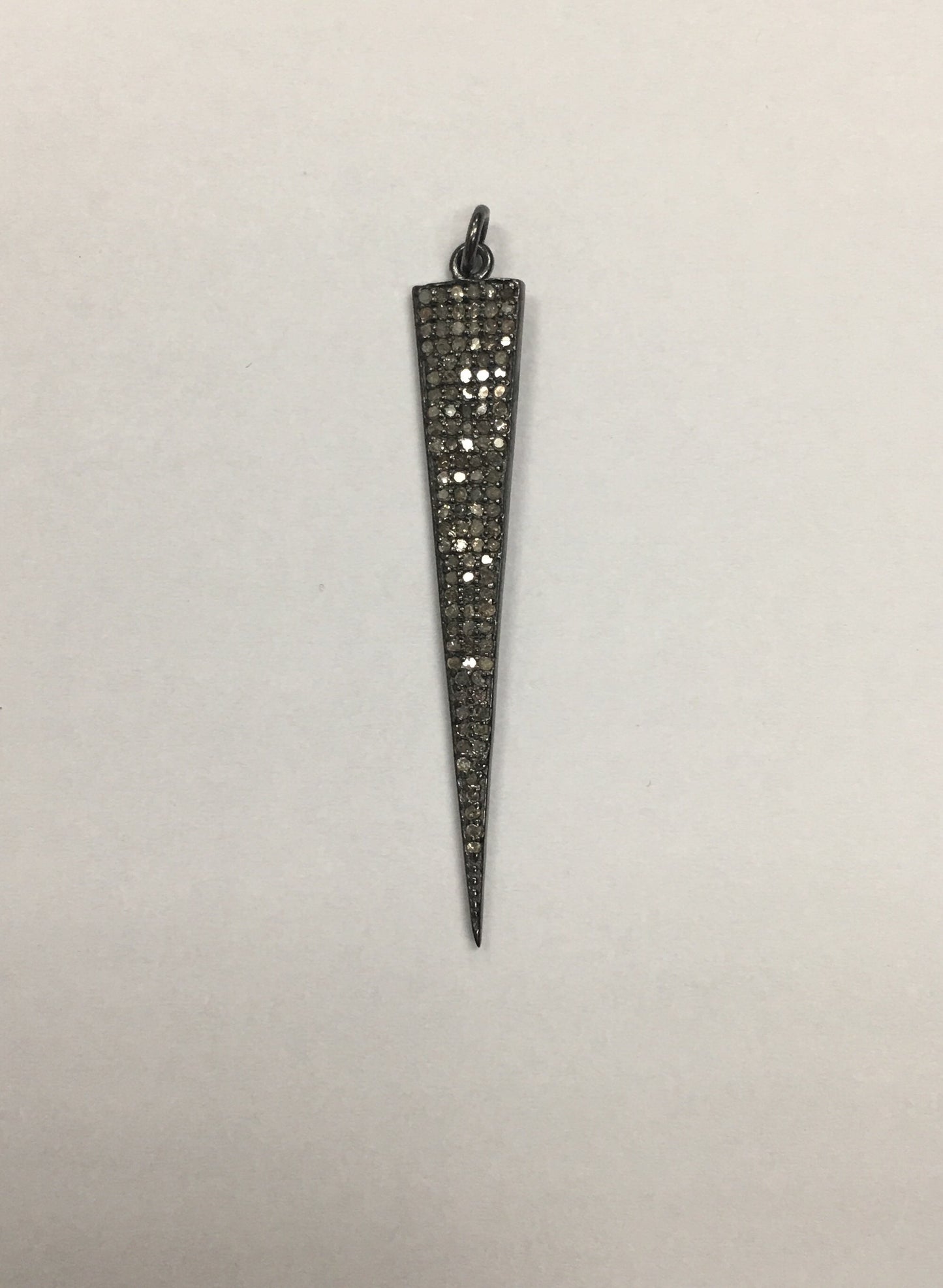 Diamond Spike Pendant, Pave Diamond Pendant,Pave Spike Necklace, Appx 46 x 8mm. Sterling Silver