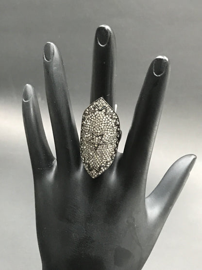 Diamond and Silver Black Rhodium Finish Rings