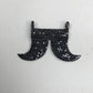 Horns Shaped Black Spinal Charm, Pave Black Spinel ,Approx 1.76'' ( 44 x 28 mm) Oxidized Silver, Silver ,Black Spinel