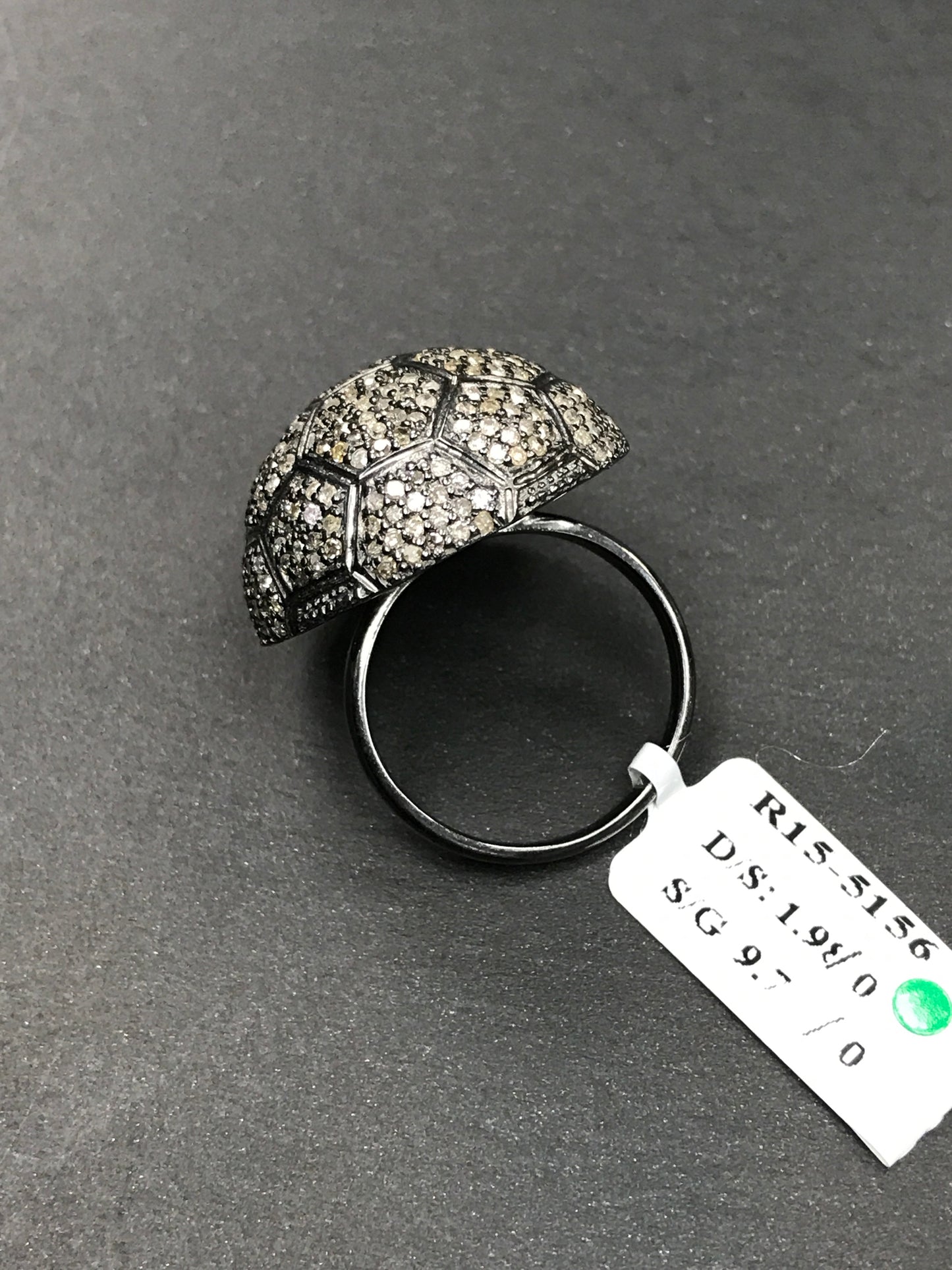 Football Pave Diamond Ring .925 Oxidized Sterling Silver Diamond Ring, Genuine handmade pave diamond Ring Size Approx 0.92"(12 x 23 MM)