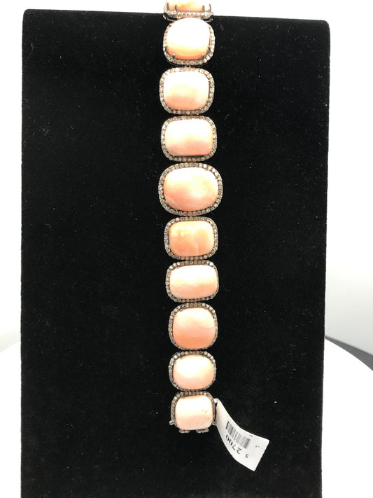 Pink Coral and Diamond Designer Bracelet