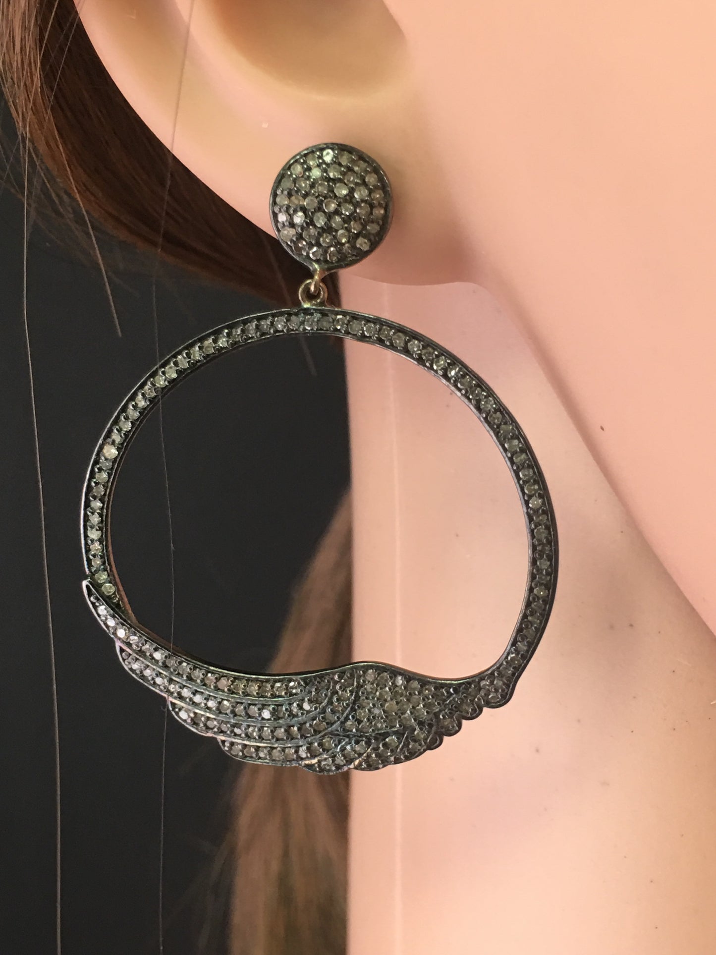 Silver and Diamond Pave EARRINGS