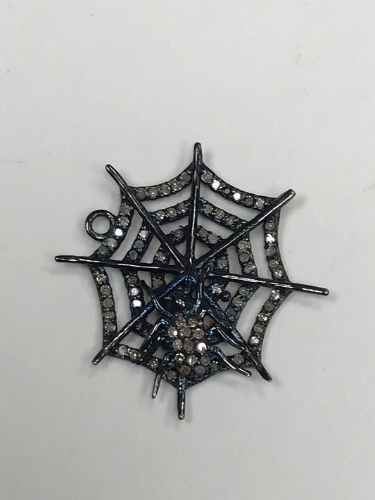 Spider Web Silver Diamond Charms