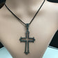 Diamond Gothic Cross Diamond Pendant, Pave Diamond Pendant, Gothic Cross Necklace, Approx 64 x 35mm. Sterling Silver