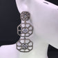 Diamond and Silver White Rainbow Moon Stone Black Rhodium Finish Earring