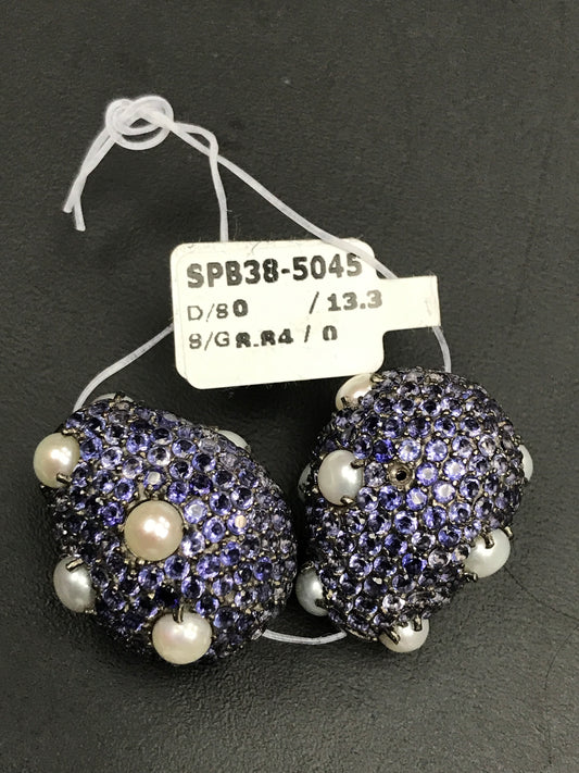 SILVER GEMSTONE PAVE BEADS