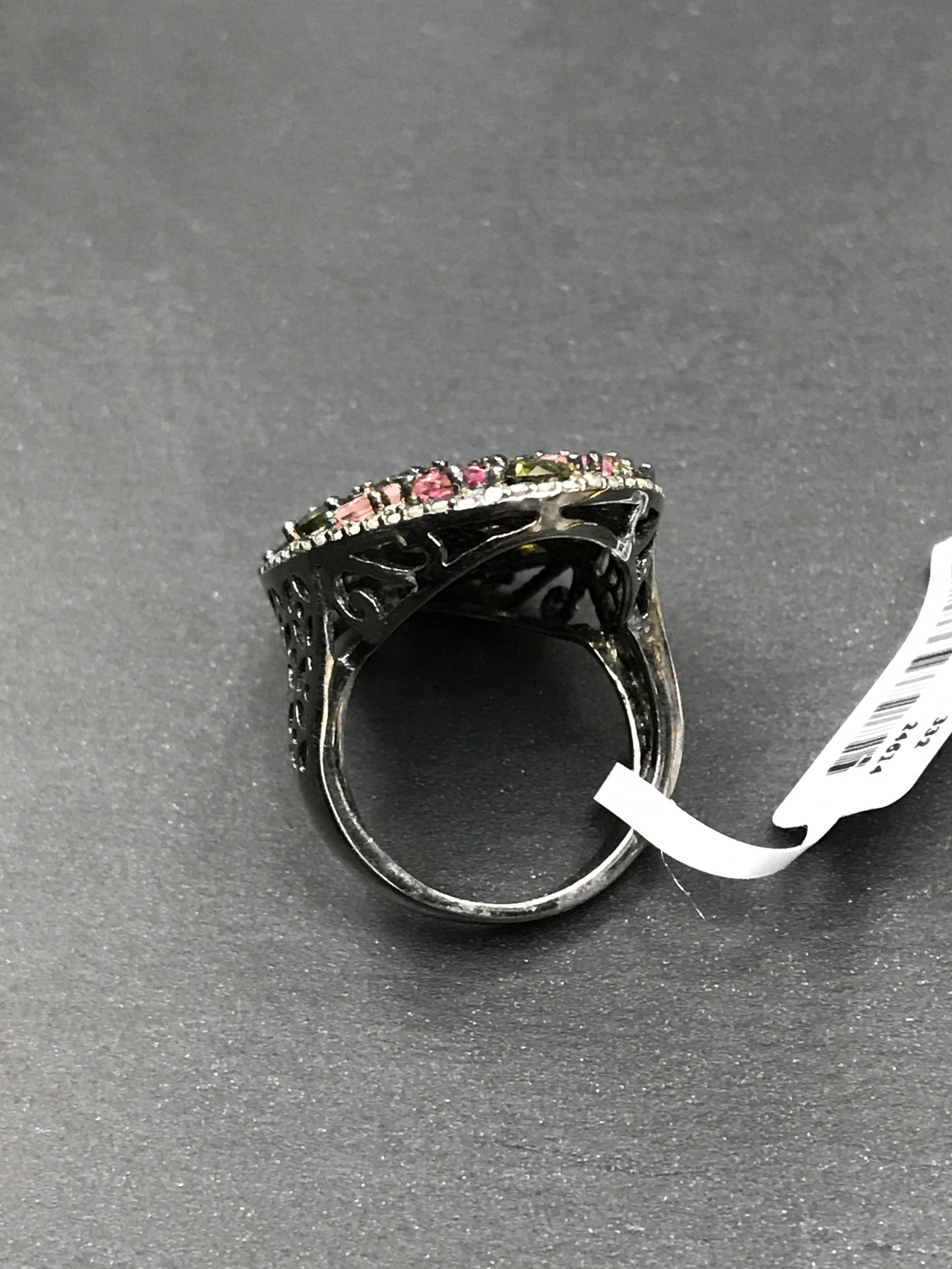 Diamond Oval Shape Tourmaline Diamond Ring, Pave Diamond Ring, Pave Oval Shape Tourmaline Ring, Approx 28 x 18mm