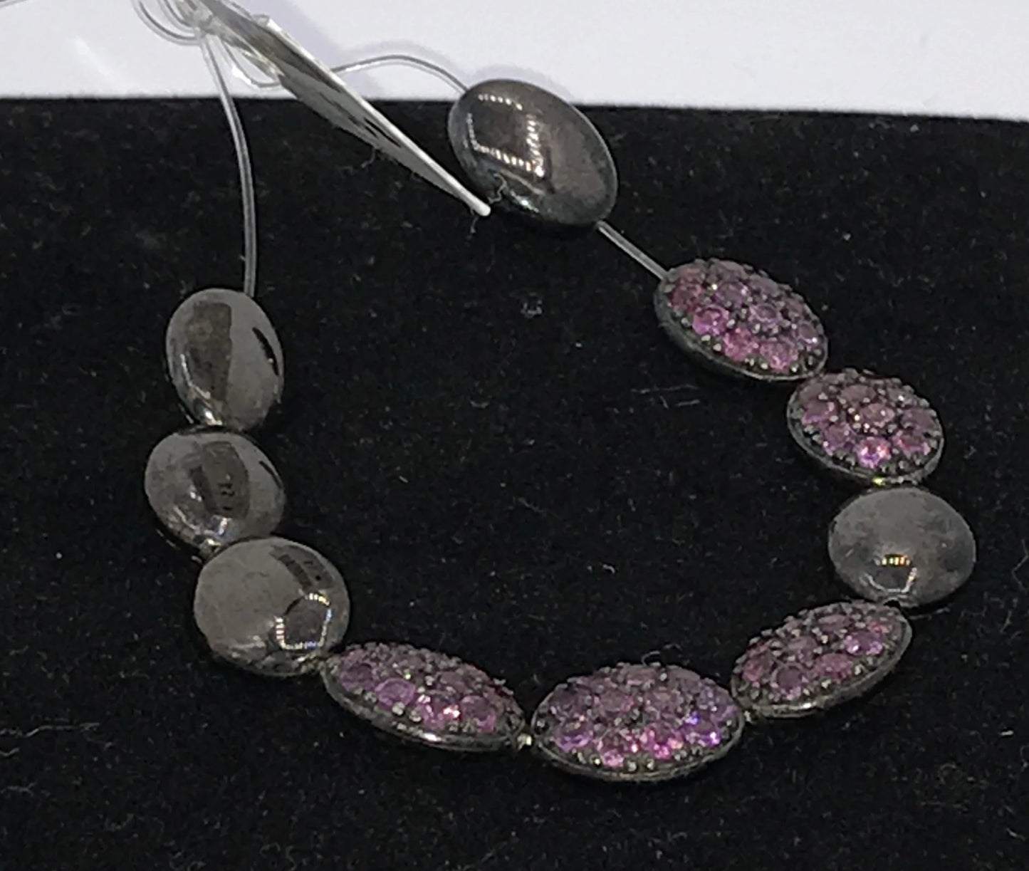 OVAL SHAPE BEADS SET ON STERLING SILVER AND GEMSTONES