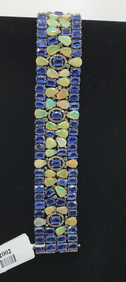 Opal and Blue Kynite Designer Bracelet with Diamond