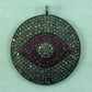 Evil Eye Diamond charm .925 Oxidized Sterling Silver Diamond Charms, Genuine handmade pave diamond Charm Size Approx 1.32"(33 MM)