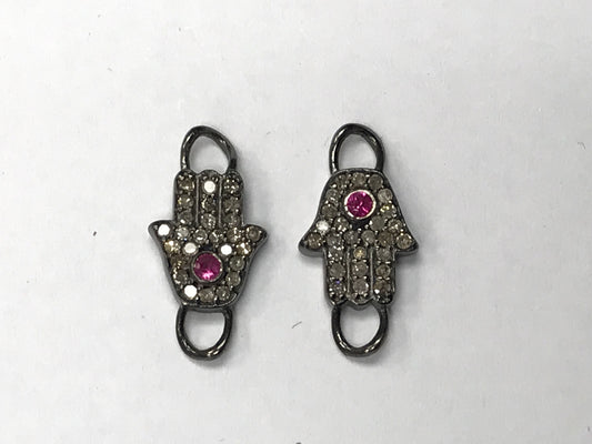 Pave Diamond Detail on Charms, Gorgeous Piece Sizzling Beautifully Hamsa Hand Shape Awesome Pendant, Approx 18 x 8 mm