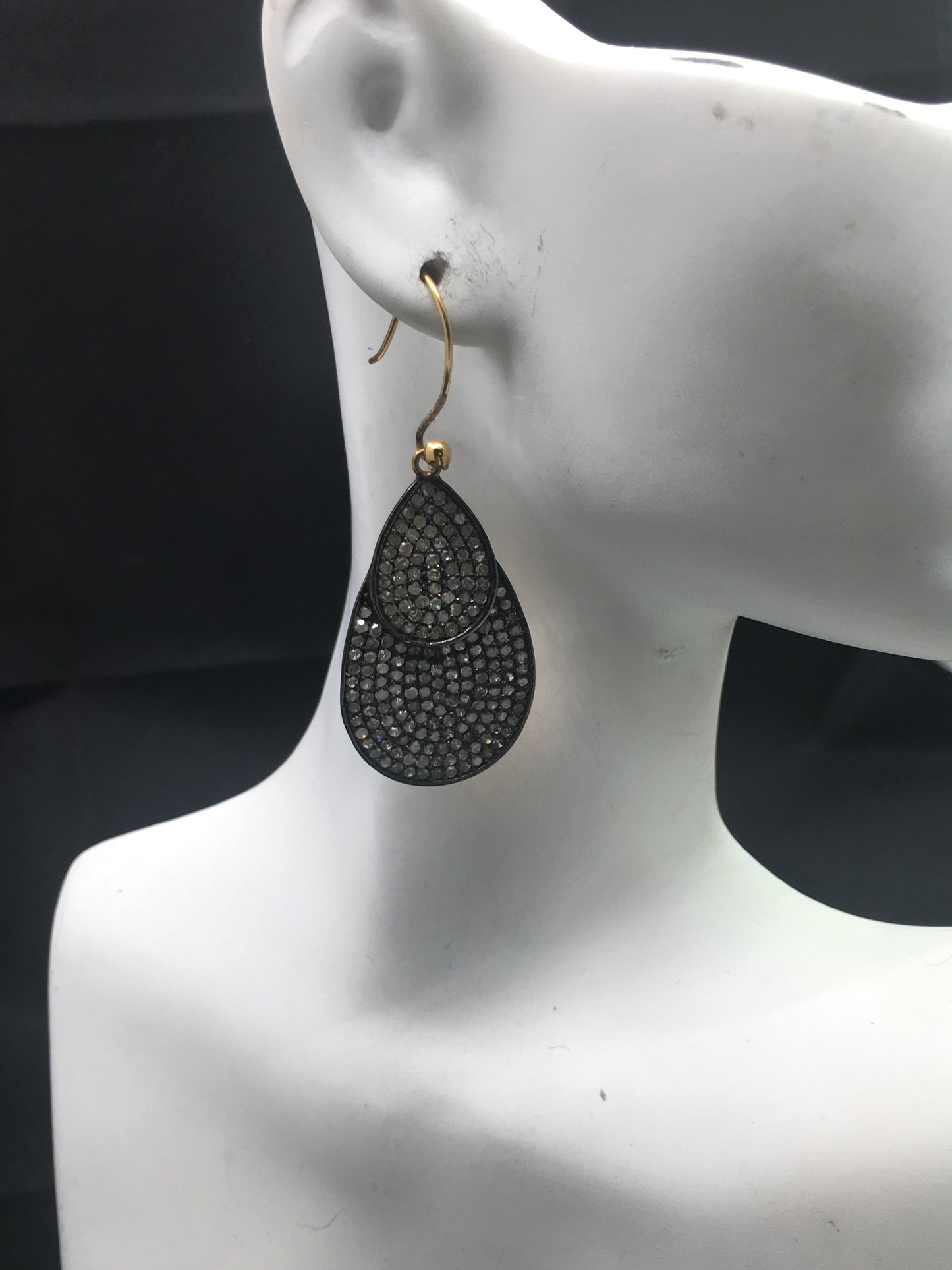 Flat Drop Shape Diamond Earrings